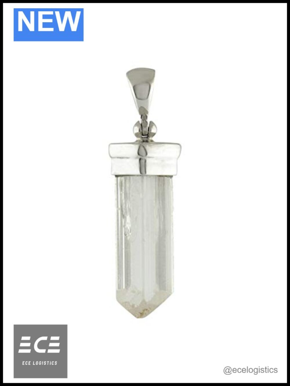 Sterling Silver Danburite Crystal Pendant Handcrafted Cap-Set Necklace